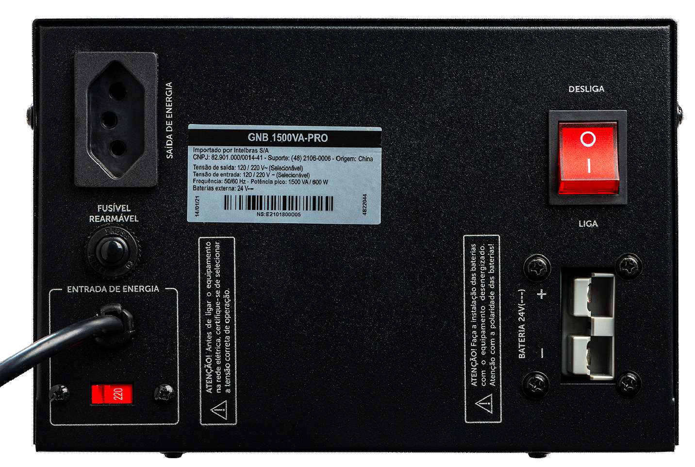Intelbras GNB 1500 VA PRO — Traseira — versão PRO