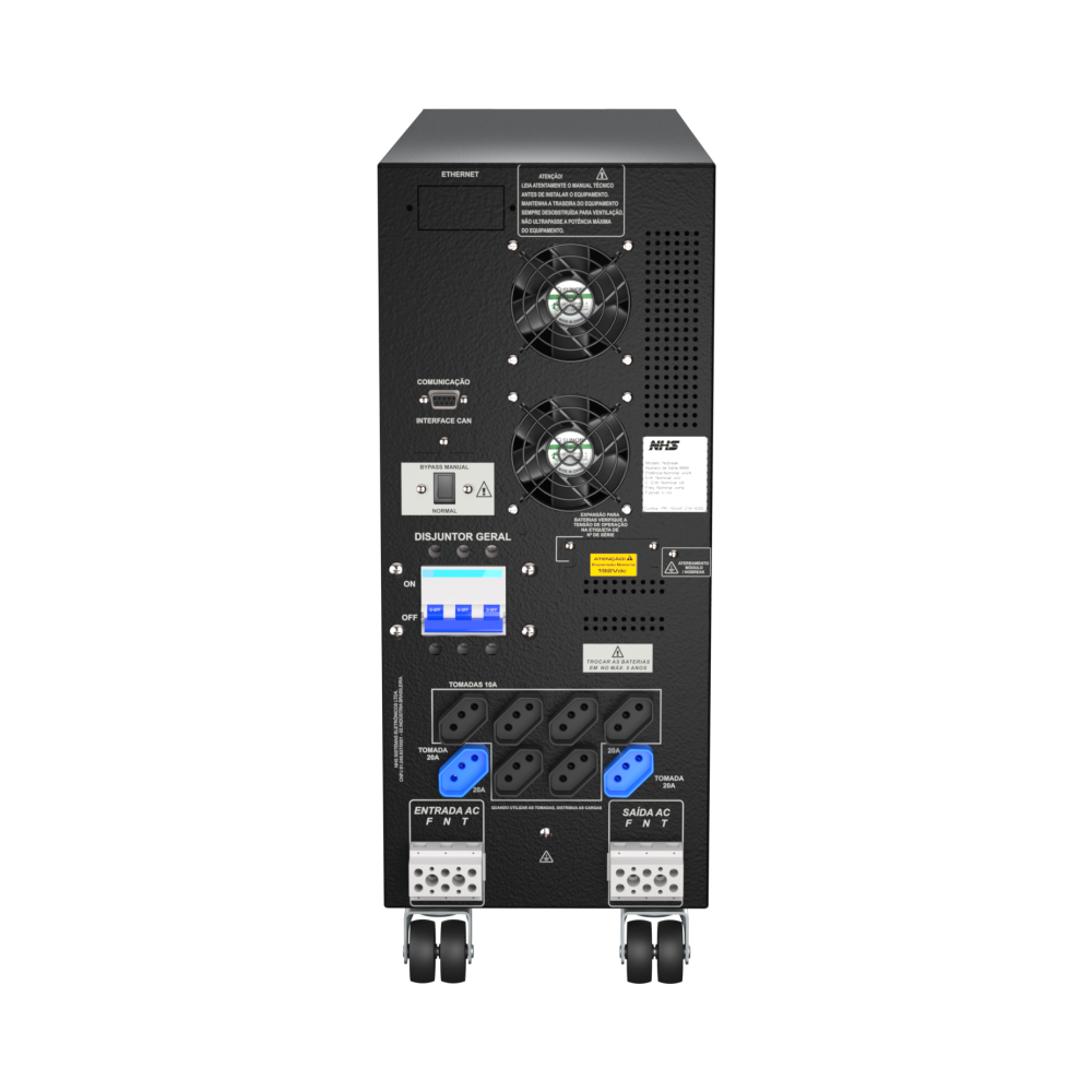 NHS Nobreak Laser On Line (GIII 8000VA/16b.9Ah/220V/220V) — Traseira