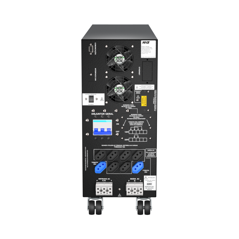 NHS Nobreak Laser On Line (GIII EXT 5000VA/12b.9Ah/Monof.S.220V/FP=0,9) — Traseira