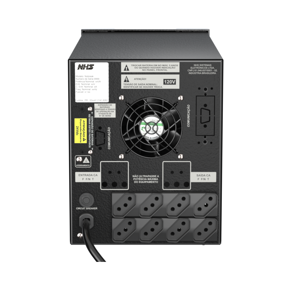 NHS Nobreak Premium PDV (GIII 2200VA/2b.17/18Ah/DPAK/ENG.USB) — Traseira