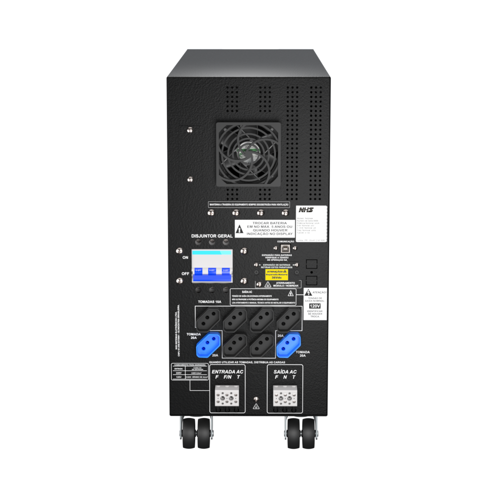 NHS Nobreak Laser Senoidal (GIII EXT 3300VA/3b.45Ah/USB) — Traseira
