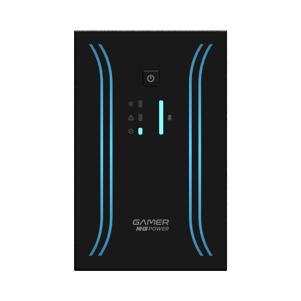 NHS Nobreak Gamer Power (Senoidal/Biv./2bat.9Ah/Prot.Eth/USB) — Vista frontal